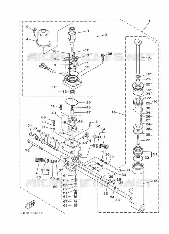 SYSTEME D'INCLINAISON Yamaha OUTBOARD ENGINES 25hp (18.4kW) 2020 FT25  FT25FET