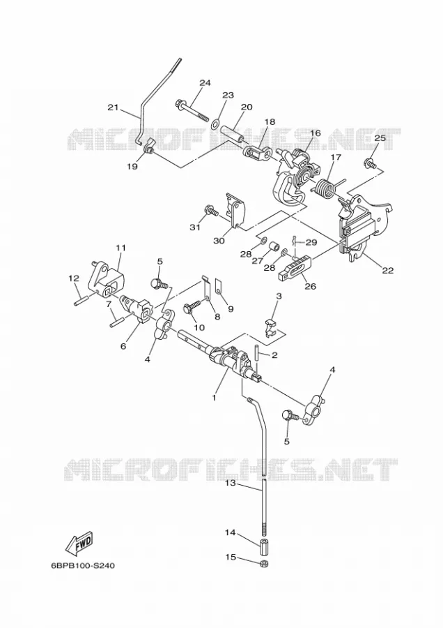 COMMANDE D'ACCELERATEUR Yamaha OUTBOARD ENGINES 25hp (18.4kW) 2020 F25  F25DMH