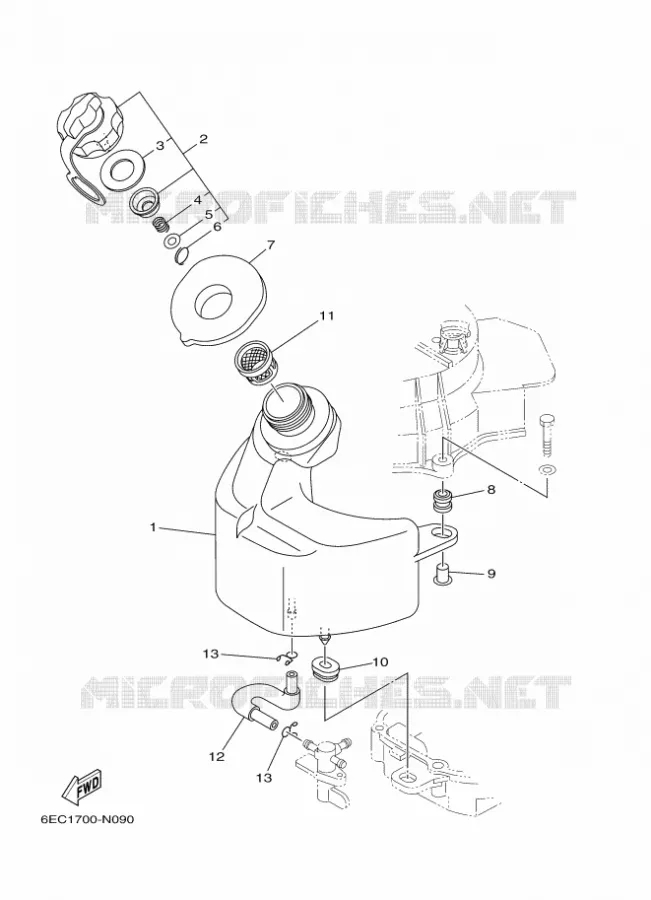 ALIMENTATION CARBURANT 1 Yamaha OUTBOARD ENGINES 6hp (4.4kW) 2020 F6  F6CMH