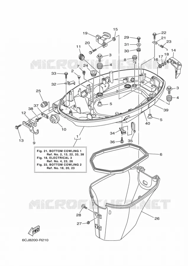 CAPOT INFERIEUR 1 Yamaha OUTBOARD ENGINES 40hp (29.4kW) 2021 F40  F40GET