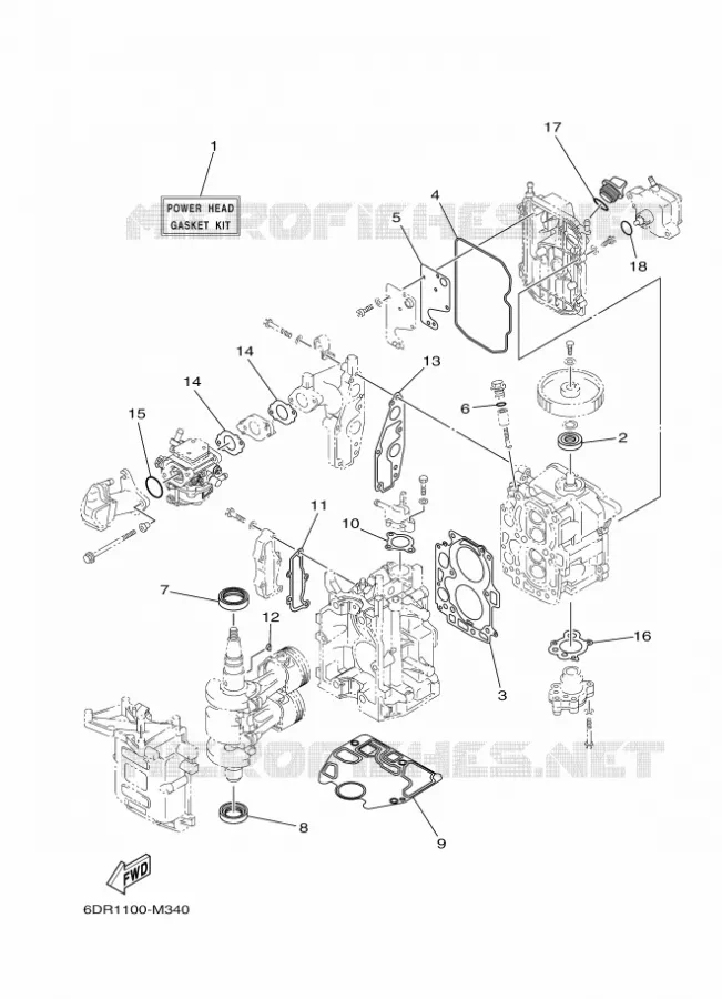 KIT DE REPARATION 1 Yamaha OUTBOARD ENGINES 9.9hp (7.3kW) 2021 F9.9  F9.9JMH