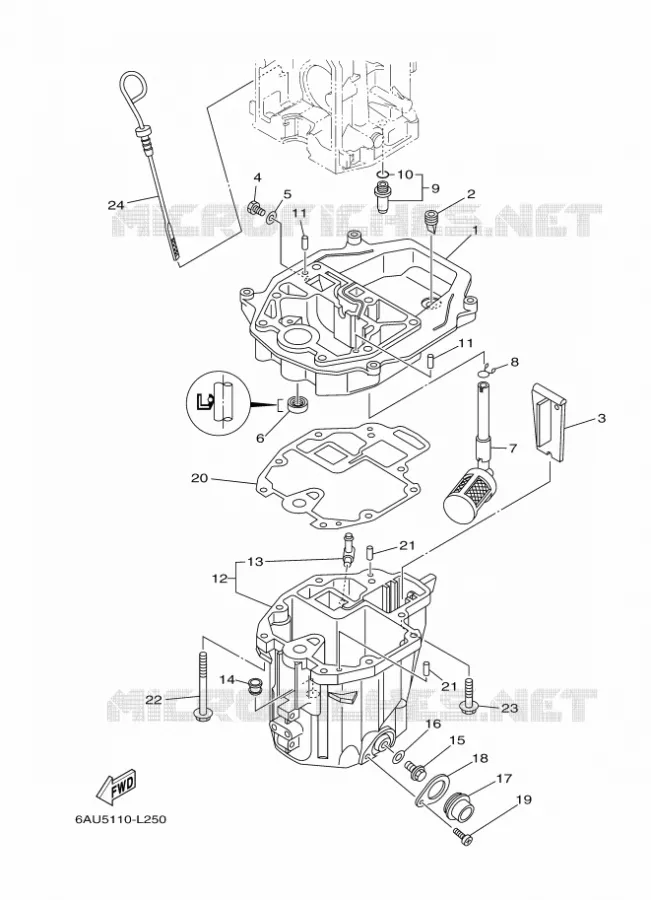 VENTILATEUR D'HUILE Yamaha OUTBOARD ENGINES 9.9hp (7.3kW) 2021 F9.9  F9.9JMH