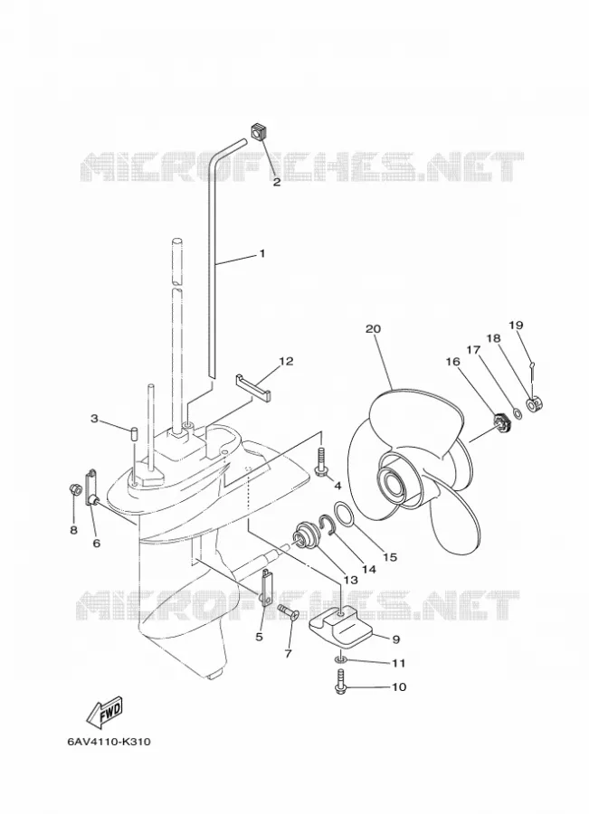 BOITIER D'HELICE ET TRANSMISSION 2 Yamaha OUTBOARD ENGINES 9.9hp (7.3kW) 2021 FT9.9  FT9.9LEP