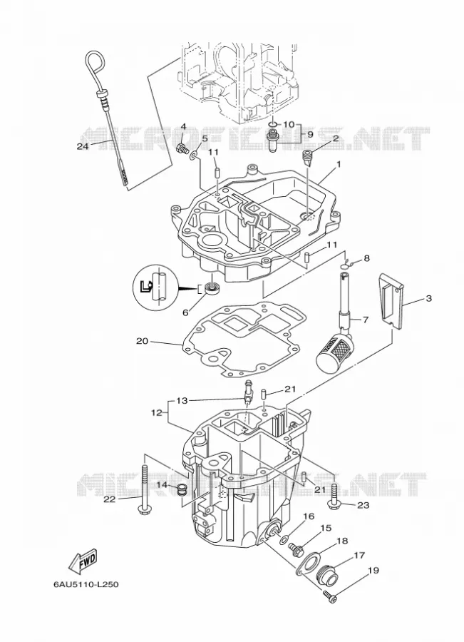 VENTILATEUR D'HUILE Yamaha OUTBOARD ENGINES 9.9hp (7.3kW) 2021 FT9.9  FT9.9LEP