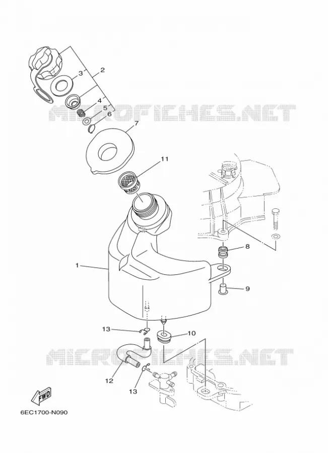 ALIMENTATION CARBURANT 1 Yamaha OUTBOARD ENGINES 6hp (4.4kW) 2021 F6  F6CMH