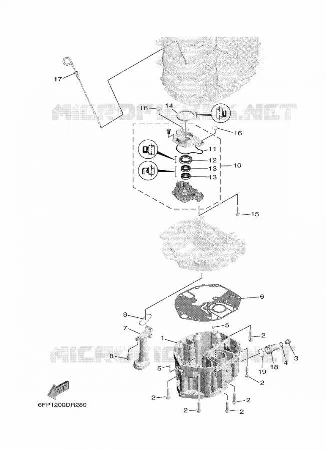 VENTILATEUR D'HUILE Yamaha OUTBOARD ENGINES 80hp (55.2kW) 2021 F80  F80B / F80DET