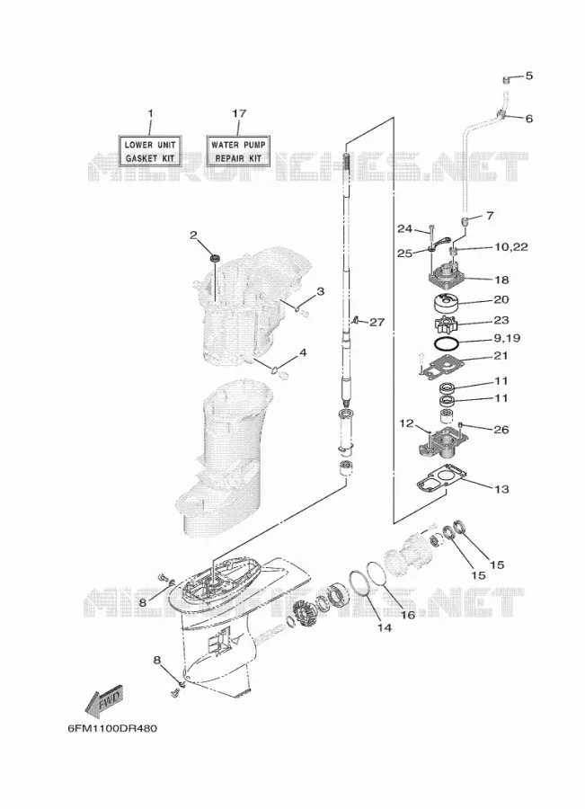 KIT DE REPARATION 2 Yamaha OUTBOARD ENGINES 20hp (14.7kW) 2021 F20  F20GEP