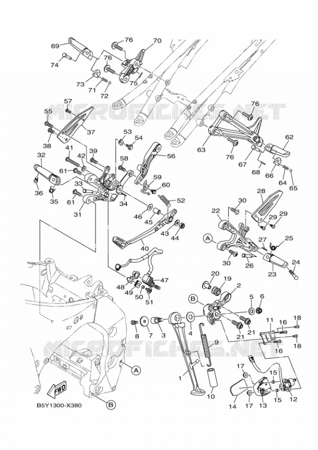 SUPPORT / REPOSE PIEDS Yamaha MOTO 1000 2024 MT  MTN1000