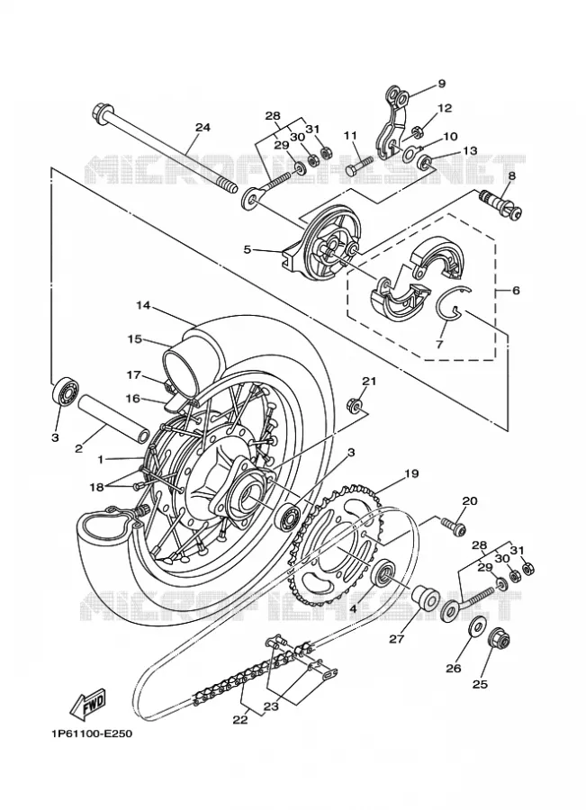 ROUE ARRIERE Yamaha MOTO 50 2024 TTR  TT-R50