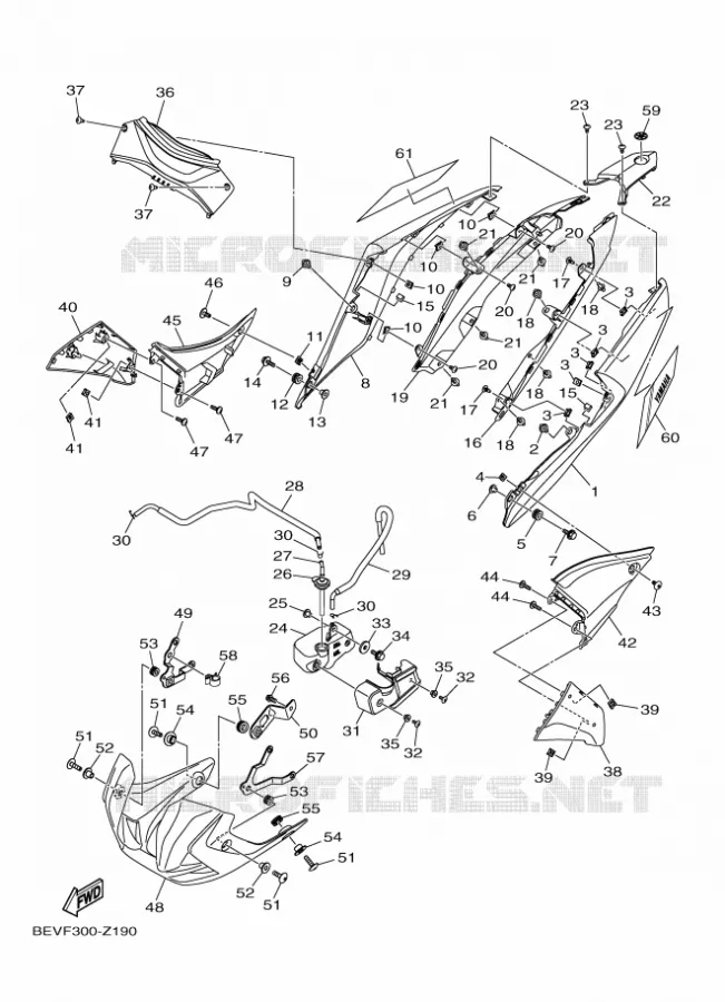 COUVERCLE LATERAL Yamaha MOTO 300 2024 MT  MTN320-A