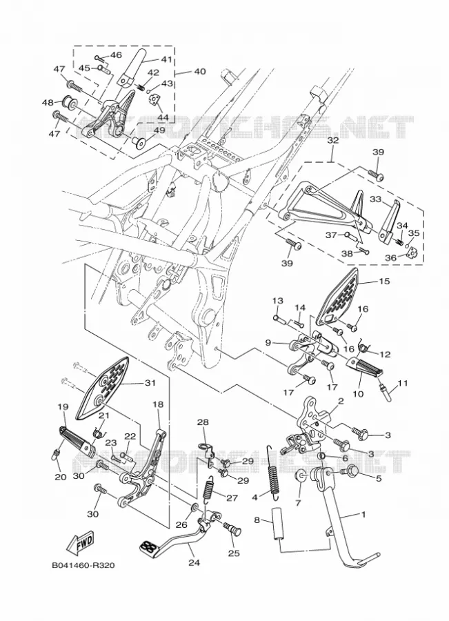 SUPPORT / REPOSE PIEDS Yamaha MOTO 250 2024 MT  MTN250-A