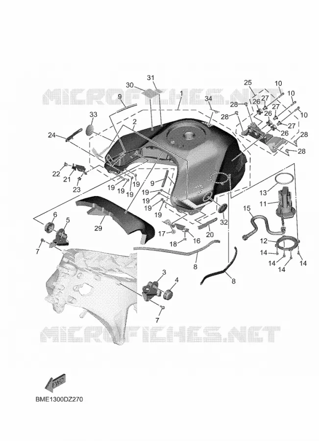 RESERVOIR A CARBURANT Yamaha MOTO 900 2024 MT  MTN890