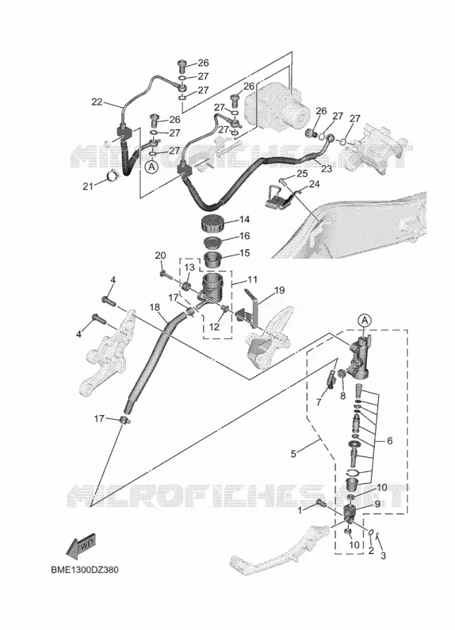 MAITRE CYLINDRE DE FREIN ARRIERE Yamaha MOTO 900 2024 MT  MTN890