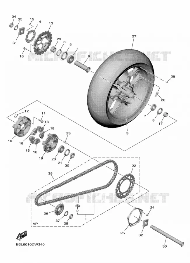 ROUE ARRIERE Yamaha MOTO 1000 2024 R1  YZF1000