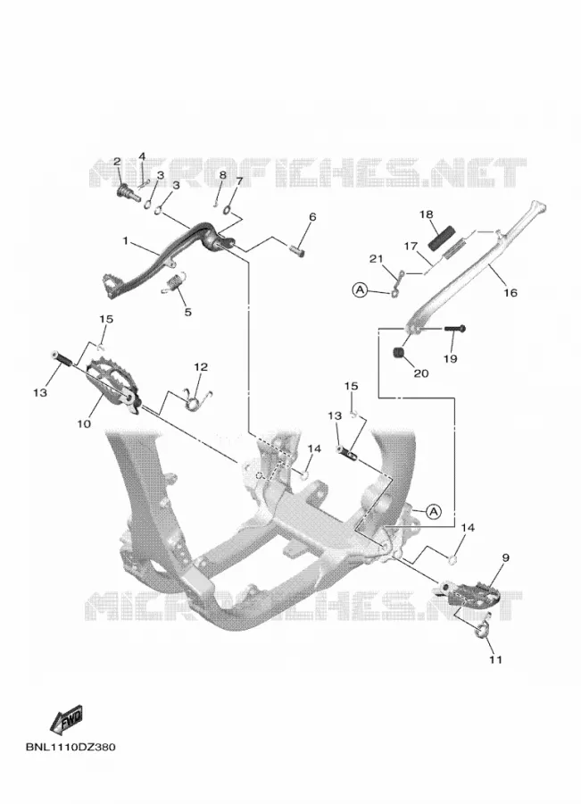 SUPPORT / REPOSE PIEDS Yamaha MOTO 450 2024 WRF  WR450F