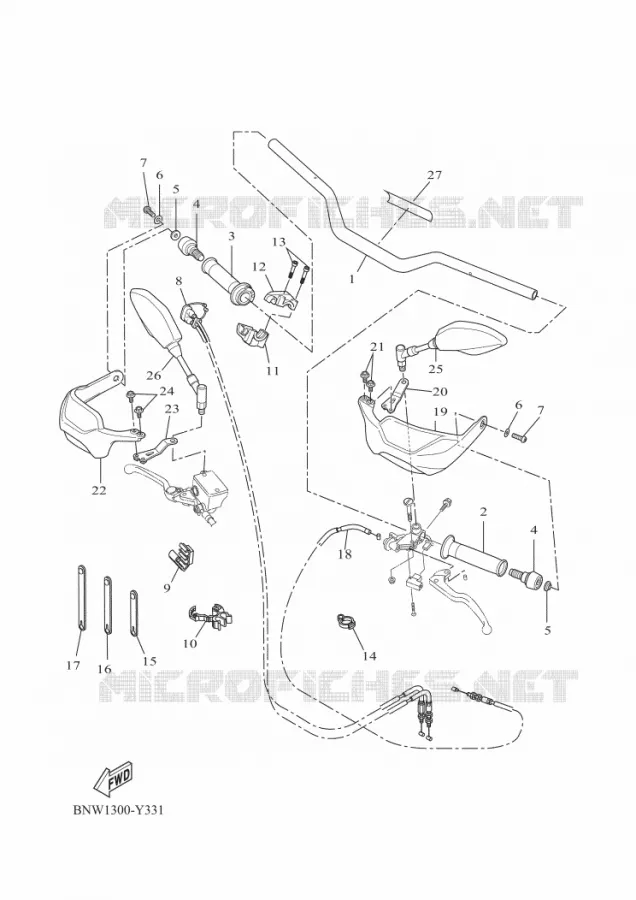 GUIDON ET CABLES Yamaha MOTO 700 2024 TENERE  XTZ690