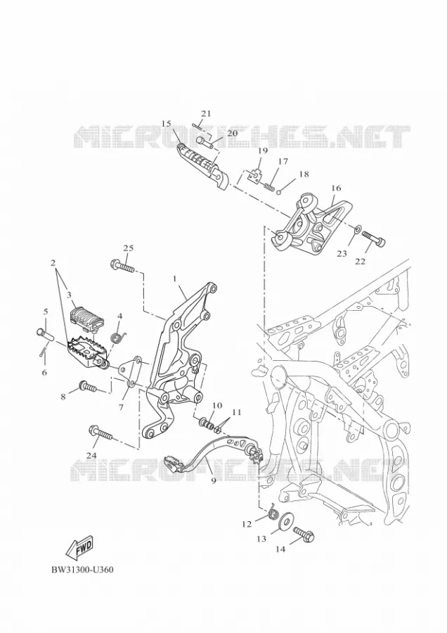 SUPPORT / REPOSE PIEDS 2 Yamaha MOTO 700 2024 TENERE  XTZ690-U