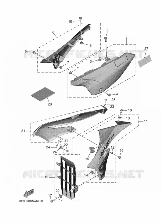 COUVERCLE LATERAL Yamaha MOTO 65 2024 YZ  YZ65