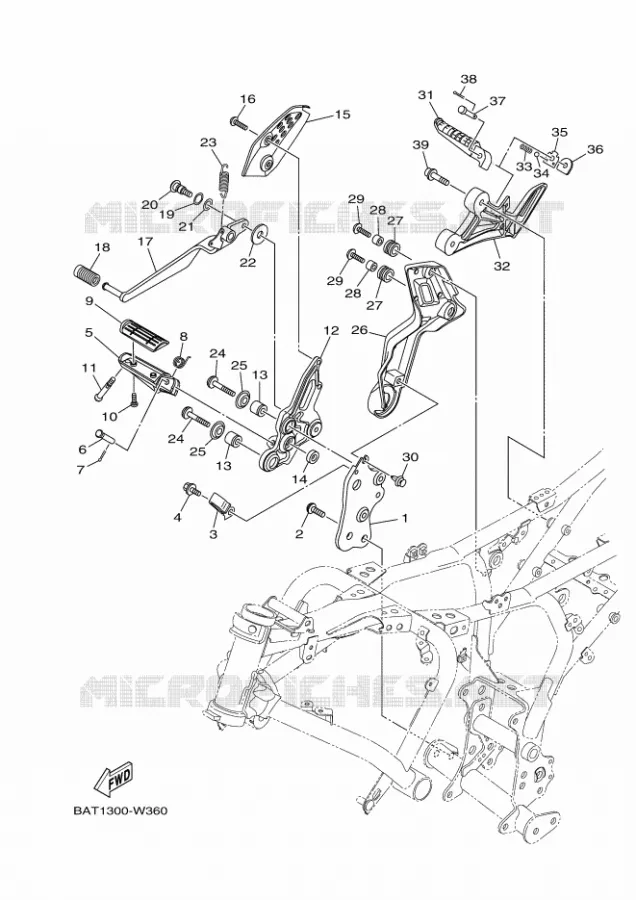 SUPPORT / REPOSE PIEDS 2 Yamaha MOTO 700 2024 MT  MTN690-U