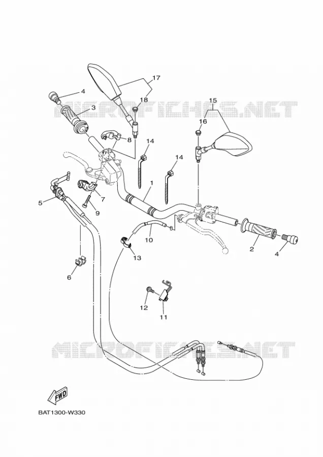 GUIDON ET CABLES Yamaha MOTO 700 2024 MT  MTN690-U