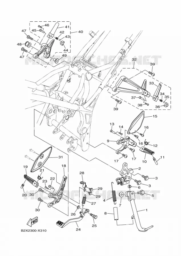 SUPPORT / REPOSE PIEDS Yamaha MOTO 300 2024 R3  YZF320-A