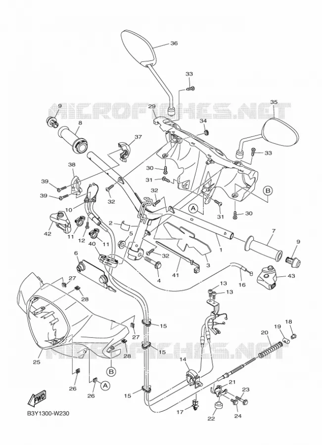 GUIDON ET CABLES Yamaha SCOOTER 125 2024 D'ELIGHT  LTS125-C