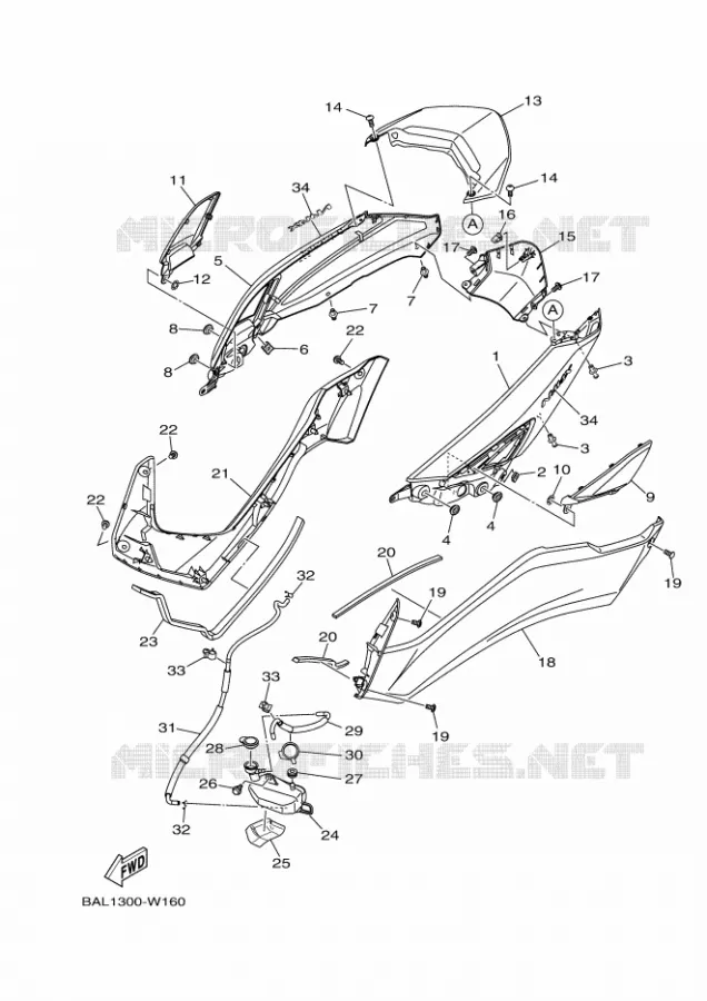 COUVERCLE LATERAL Yamaha SCOOTER 125 2024 NMAX  GPD125-A