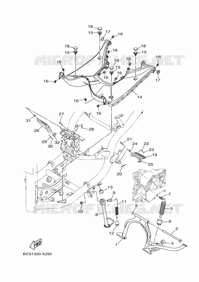 SUPPORT / REPOSE PIEDS Yamaha SCOOTER 125 2024 TRICITY  MWS125-C