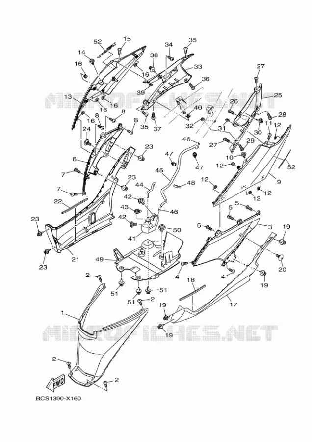 COUVERCLE LATERAL Yamaha SCOOTER 125 2024 TRICITY  MWS125-C