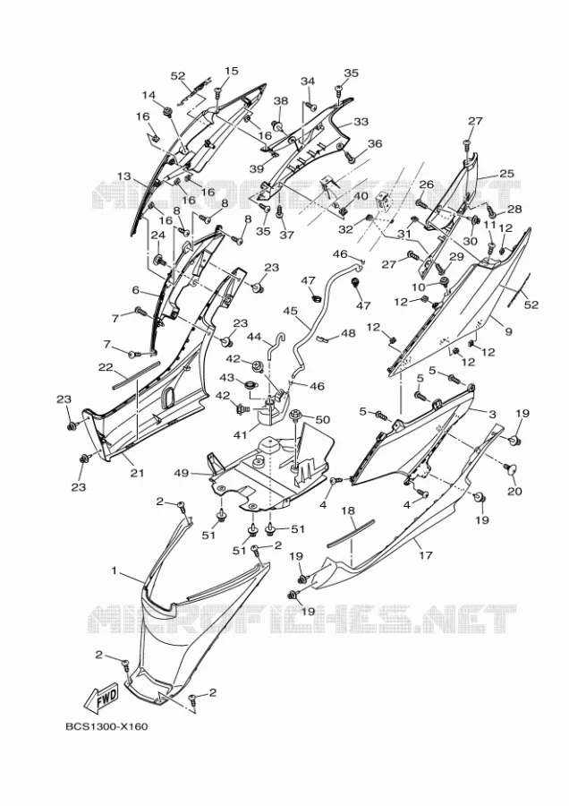 COUVERCLE LATERAL Yamaha SCOOTER 125 2024 TRICITY  MWS125-C