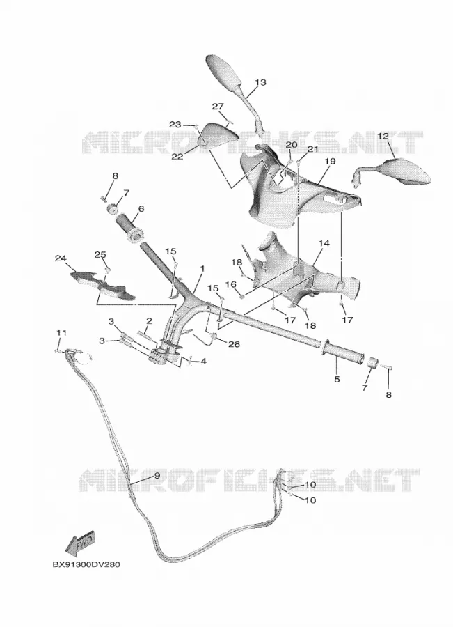GUIDON ET CABLES Yamaha SCOOTER 300 2024 TRICITY  MWD300