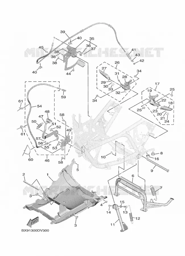 SUPPORT / REPOSE PIEDS Yamaha SCOOTER 300 2024 TRICITY  MWD300