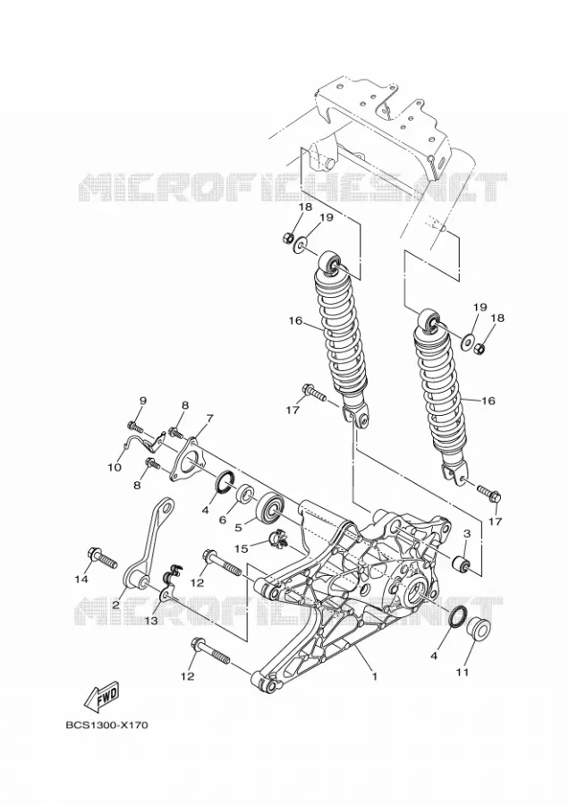BRAS OSCILLANT / AMORTISSEUR Yamaha SCOOTER 155 2024 TRICITY  MWS155-A
