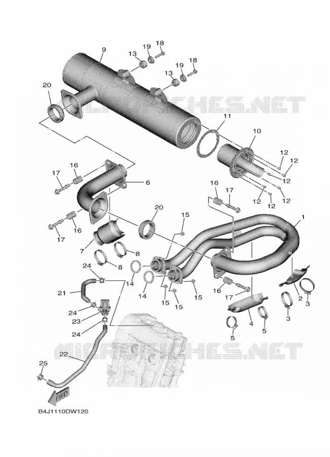 ECHAPPEMENT Yamaha SIDE BY SIDE 1000 2024 WOLVERINE  YXF1000EWS / YX10FRPLR