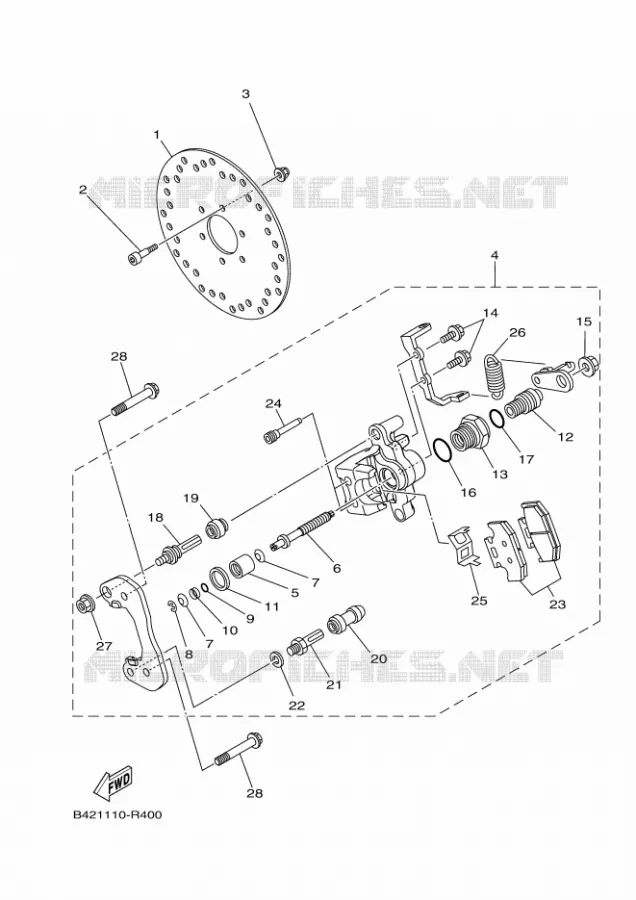 ETRIER DE FREIN ARRIERE 2 Yamaha SIDE BY SIDE 1000 2024 YXZ  YXZ1000ET