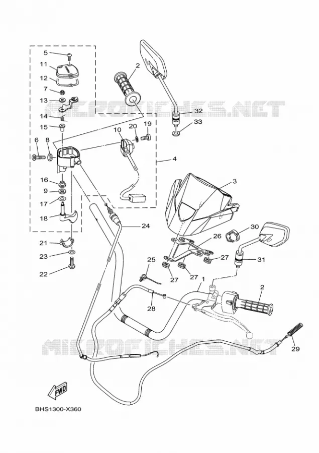 GUIDON ET CABLES Yamaha QUAD 450 2024 KODIAK  YFM450FWB