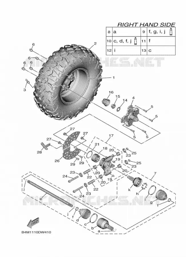 ROUE ARRIERE 2 Yamaha SIDE BY SIDE 1000 2024 WOLVERINE  YXE1000EWS / YX10ERPLR