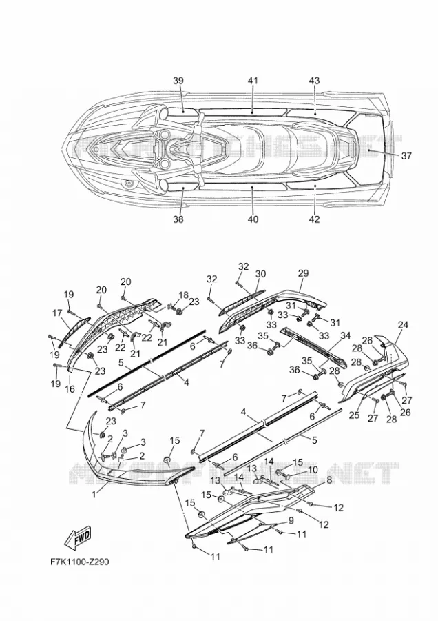 GUNWALE & MAT Yamaha WAVERUNNER 1900 2024 FX  FX1900A