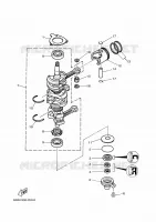 VILEBREQUIN / PISTON pour Yamaha 40V Manual Starter, Tiller Handle, Manual Tilt, Oil injection, Shaft 20