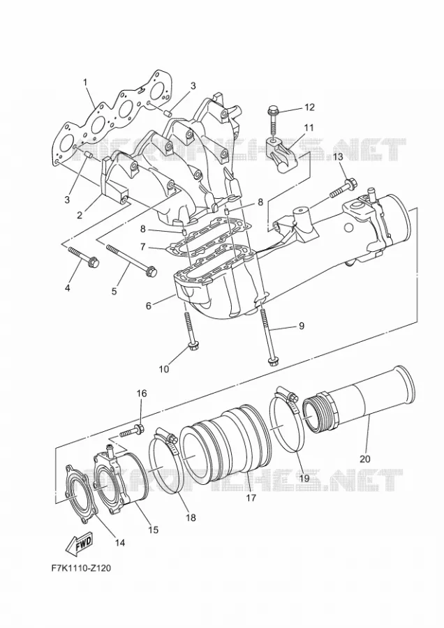 ECHAPPEMENT 1 Yamaha WAVERUNNER 1900 2024 GP  GP1900A-A