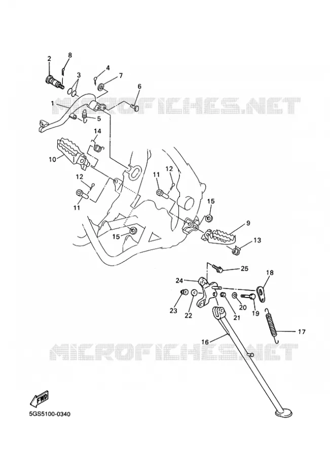 SUPPORT / REPOSE PIEDS Yamaha MOTO 426 2001 WRF  WR426F