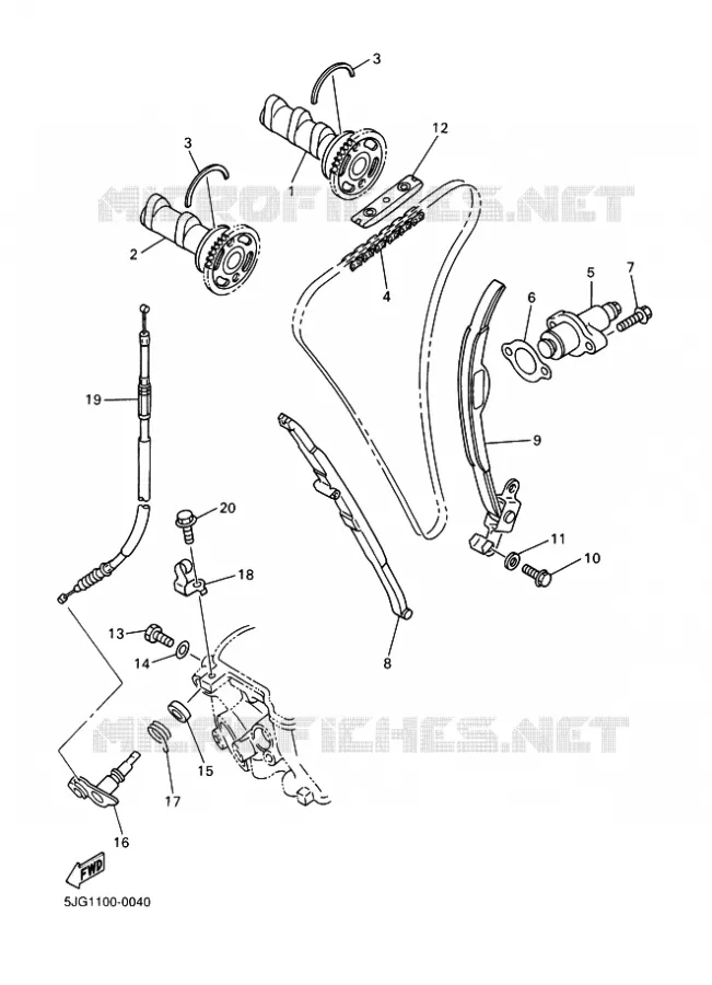 ARBRE A CAMES / CHAINE DE DISTRIBUTION Yamaha MOTO 426 2002 WRF  WR426F