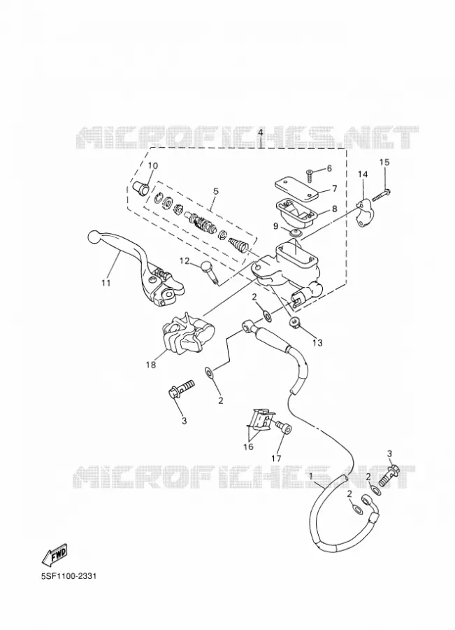 MAITRE CYLINDRE DE FREIN AVANT Yamaha MOTO 426 2002 WRF  WR426F