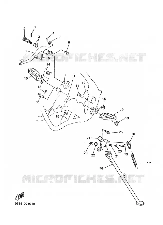 SUPPORT / REPOSE PIEDS Yamaha MOTO 426 2002 WRF  WR426F