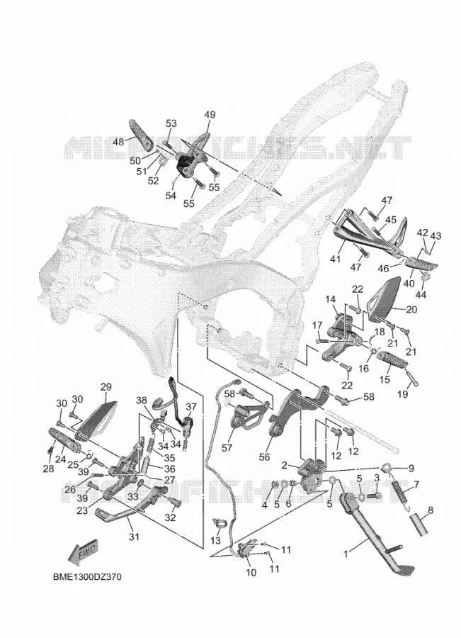 SUPPORT / REPOSE PIEDS Yamaha MOTO 900 2024 MT  MTN890D