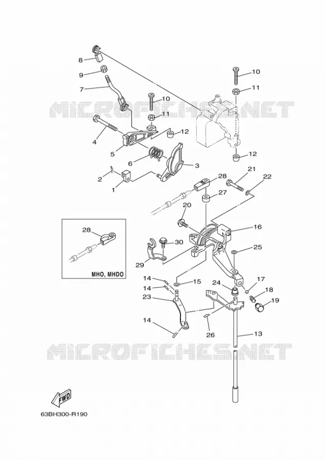 COMMANDE D'ACCELERATEUR Yamaha OUTBOARD ENGINES 40hp (29.4kW) 2017 40  40VMHOL