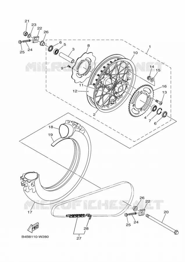 ROUE ARRIERE Yamaha MOTO 85 2024 YZ  YZ85LWR