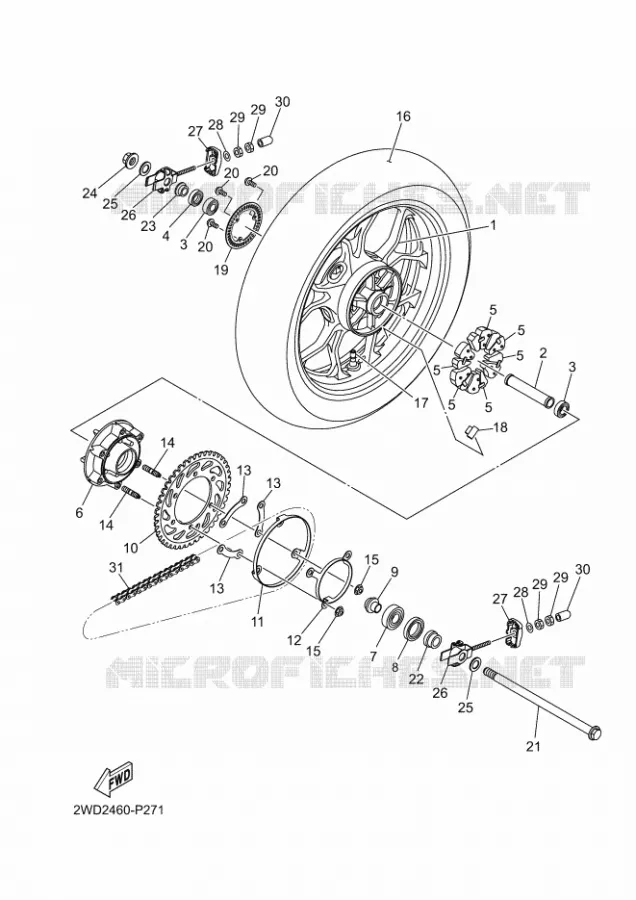 ROUE ARRIERE Yamaha MOTO 300 2024 MT  MTN320-A