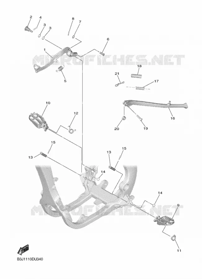 SUPPORT / REPOSE PIEDS Yamaha MOTO 250 2024 YZF  YZ250FXR