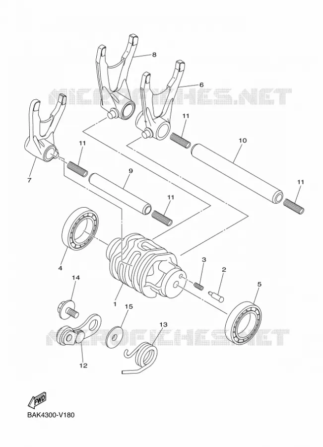 BARILLET DE SELECTION / FOURCHETTES Yamaha MOTO 250 2024 WRF  WR250F